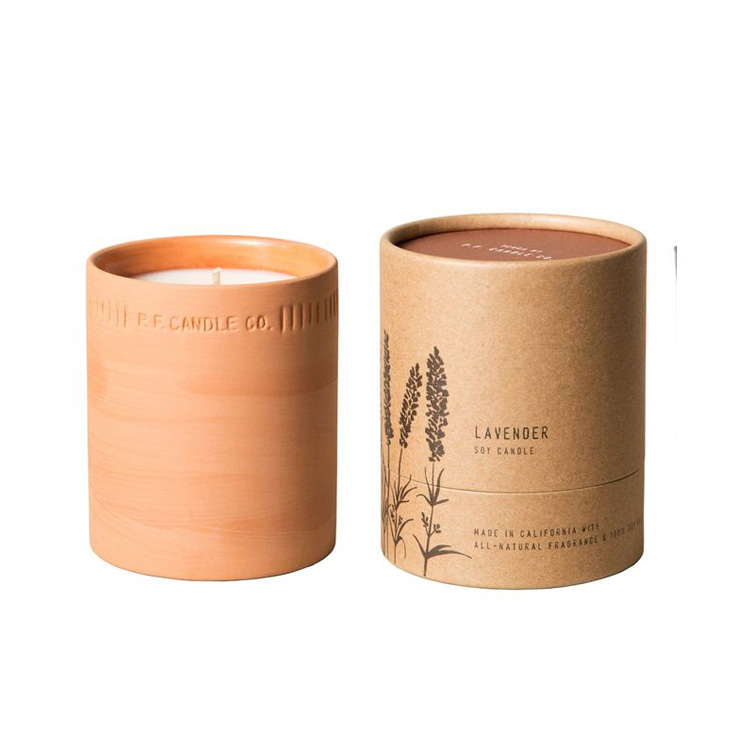 Wholesale Custom Candle Jar Aromatherapy Bottle Cylinder Packaging Gift Box Kraft Tube Packaging