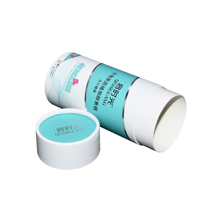 Customized Cylinder Paper Packaging Cardboard Cosmetic Round Box Cardboard Tube Box with Silver Hot Stamping Logo