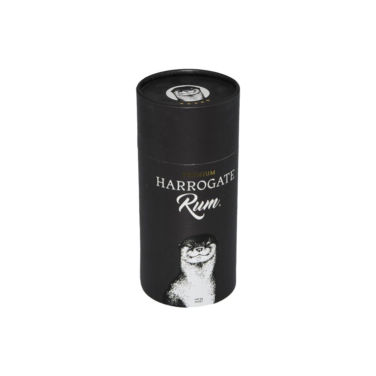 Popular Black Paper Tube Box Cylinder Box for Perfume Packaging Fragrances Packaging with Gold Hot Foil Stamping Logo
