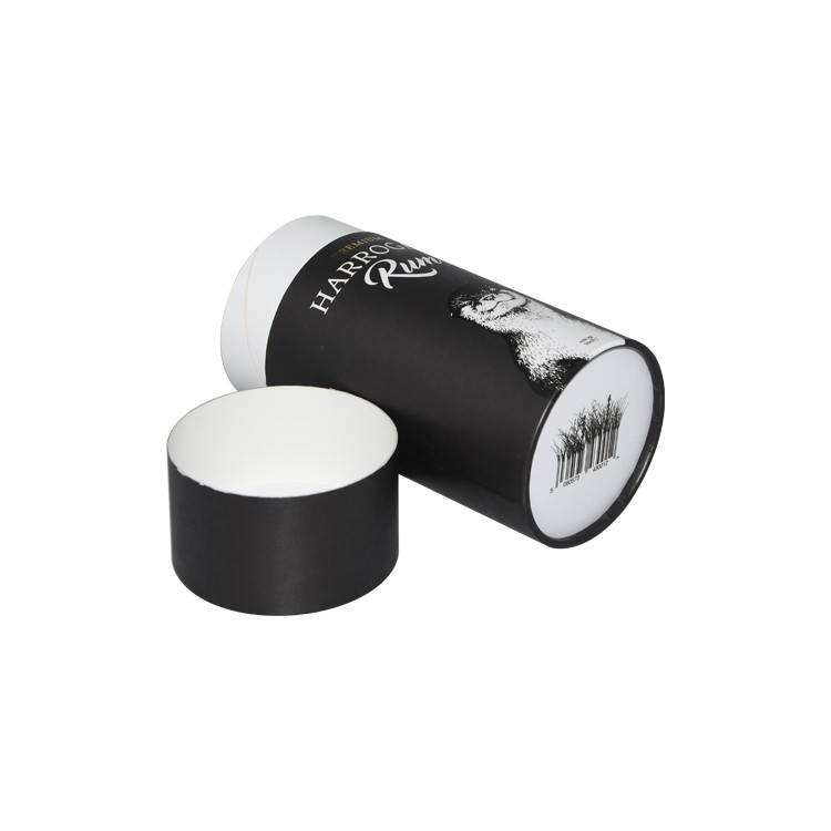 Popular Black Paper Tube Box Cylinder Box for Perfume Packaging Fragrances Packaging with Gold Hot Foil Stamping Logo