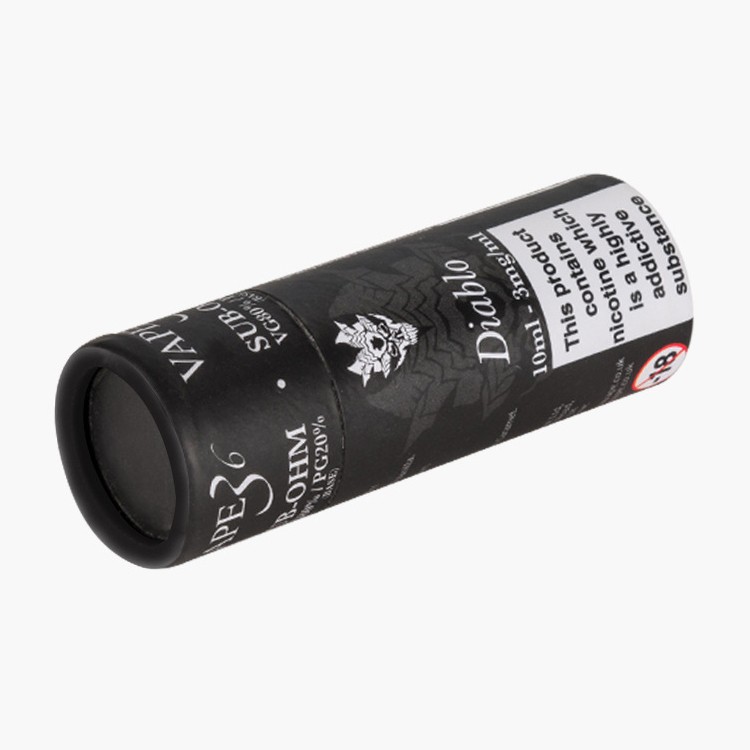 Factory Price Customized Black Paper Tube Round Cylinder Cardboard Boxes for E Juice Packaging with Spot UV Pattern