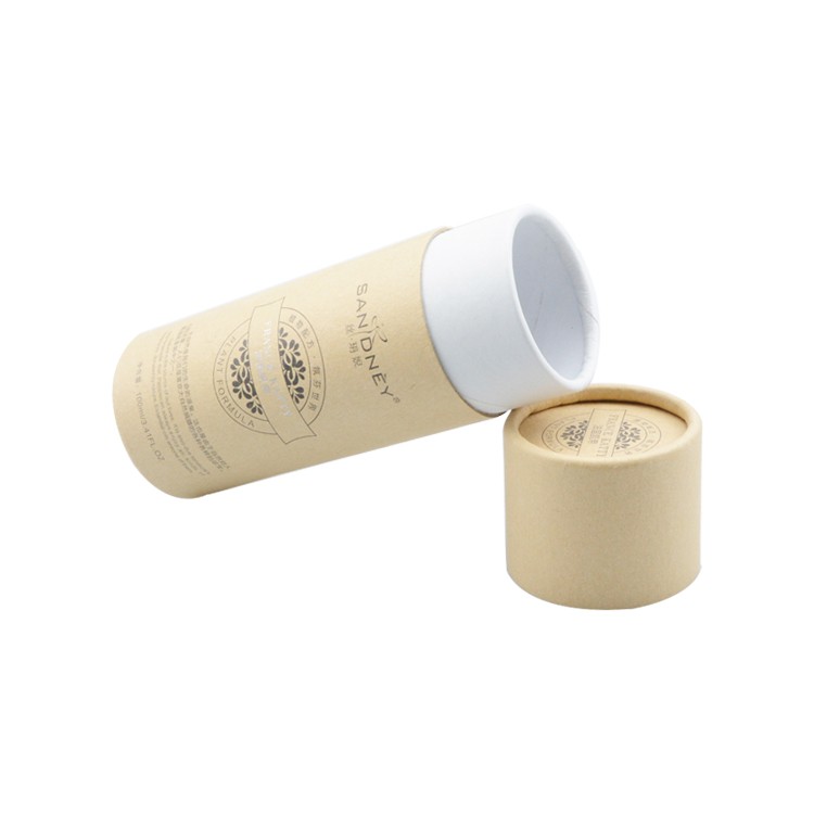 Eco-Friendly Custom Kraft Paper Tube Packaging Cardboard Tube for Cosmetic Packaging with Silver Hot Stamping Logo