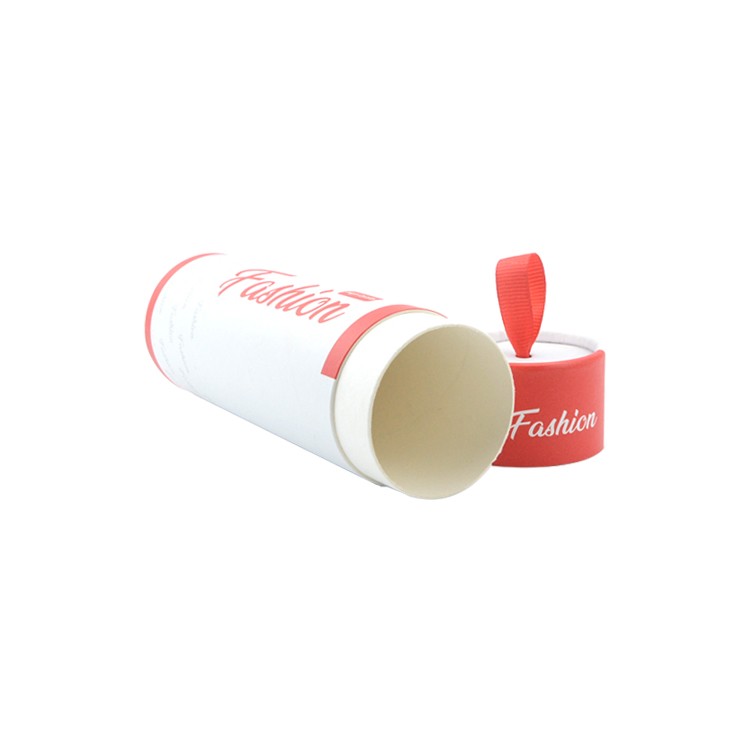 Beautiful Design Custom Cardboard Cylinder Packaging Box Paper Mailing Tubes with Silk Handle on Cap for Earphone Packaging
