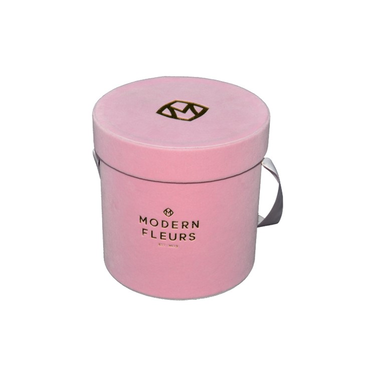 Custom Brand Hot Sale Velvet Paper Tube Box for Flower Velvet Rose Round Box