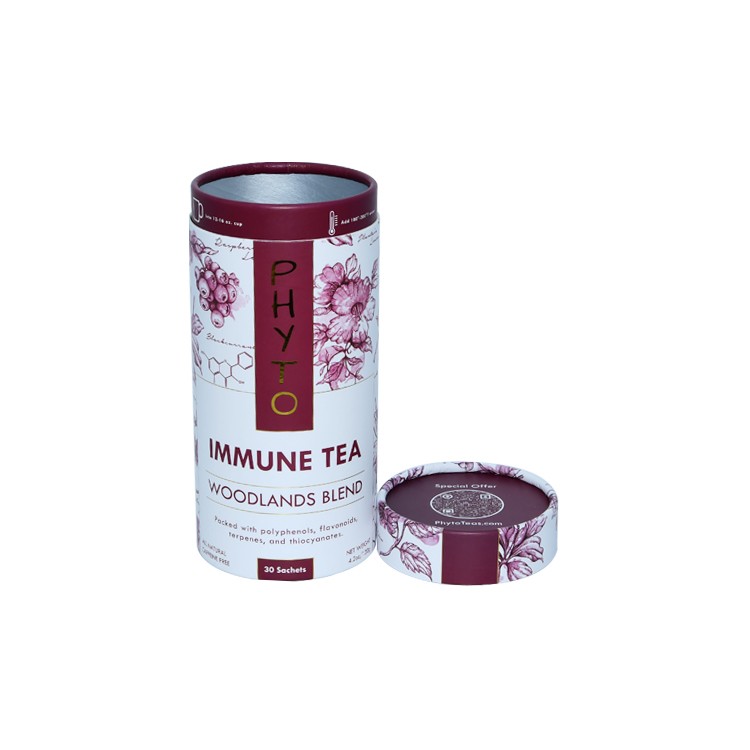 Food Grade Paper Tube Box for Tea Cylindrical Packaging with Aluminum Foil Lining