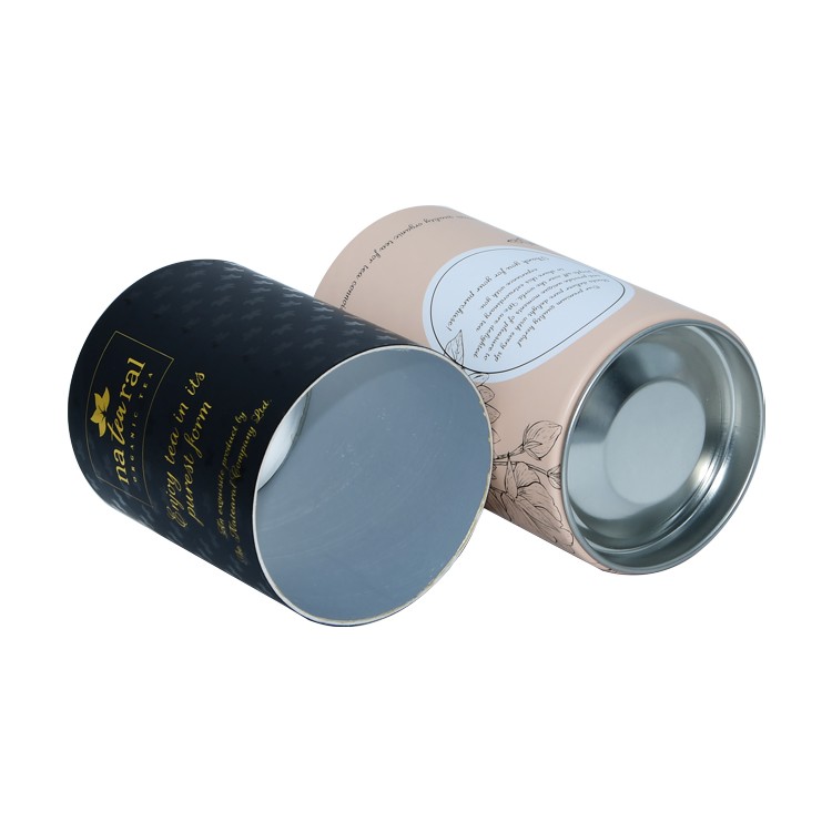 Custom Metal Lid Cardboard Canister Can Cylinder Food Grade Gift Paper Tube for Loose Leaf Tea Coffee Packaging