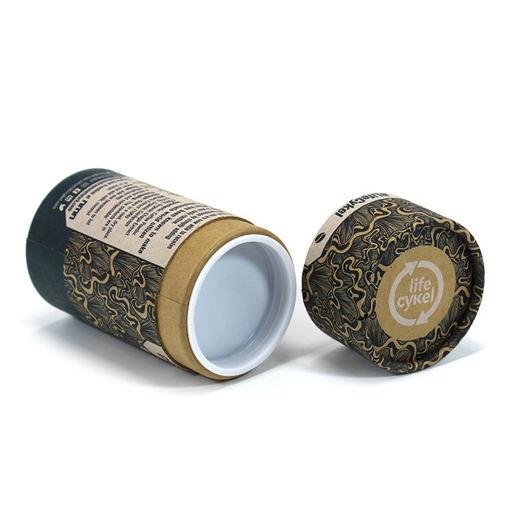 Wholesale Recycled Kraft Paper Tube Cardboard Cylinder Tubes for Coffee Tea Food Packaging with Plastic Cap
