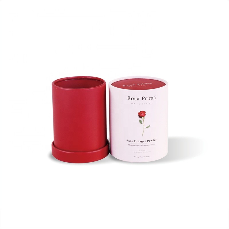 Custom Cardboard Cylindrical Tube Box for Rose Collagen Power