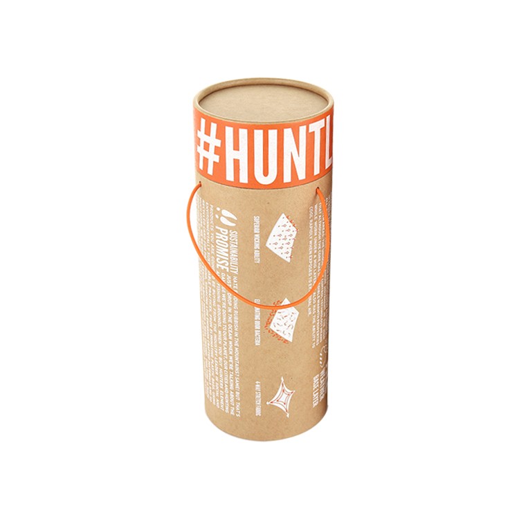 Custom Kraft Paper Tubes Packaging Cardboard Round Cylinder Container Box with Rope Handle