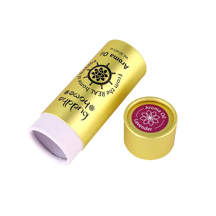 Gold Paper Round Paper Tube Box Packaging Cylindrical Packaging Box for 30ml Aroma Oil Bottle Packaging