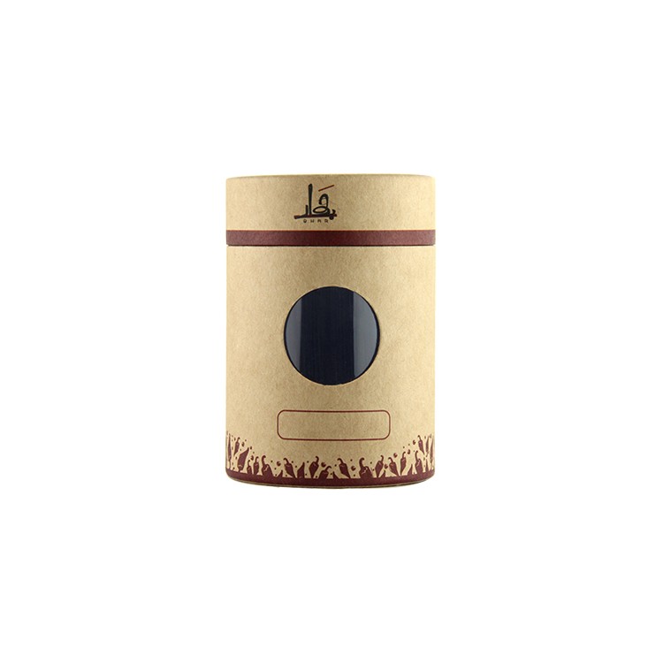 Wholesale Recycled Kraft Brown Paper Packaging Tube Cylinder Round Gift Box With Clear PET Window