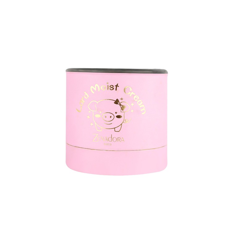 Pink Cardboard Cylinder Cylindrical Gift Box for Face Cream with Plastic Holder