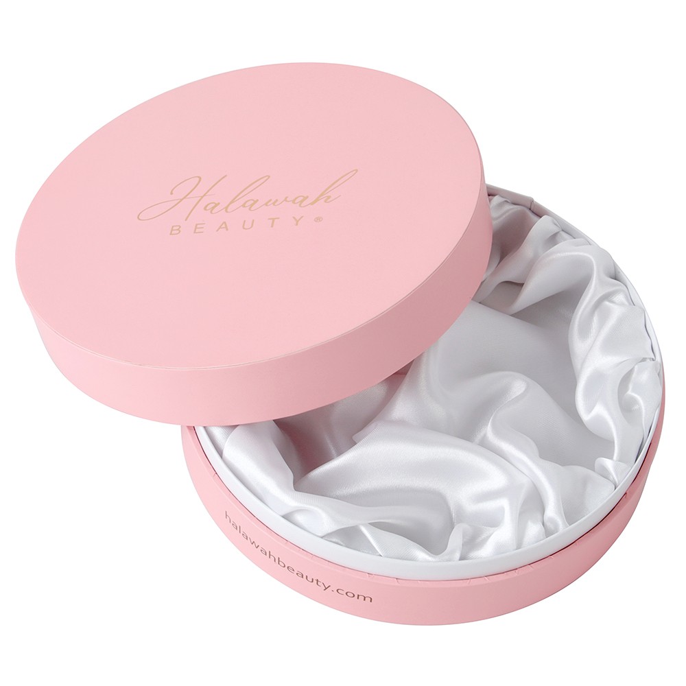 Custom Luxury Hair Extensions Round Gift Box Pink Color Round Paper Packaging Box with White Satin Lined