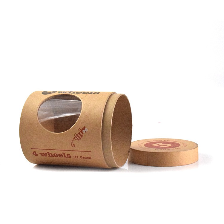 Wholesale Custom Natural Paper Nuts Tube Packaging Food Grade Degradable Craft Paper Tube Tea Box With Window