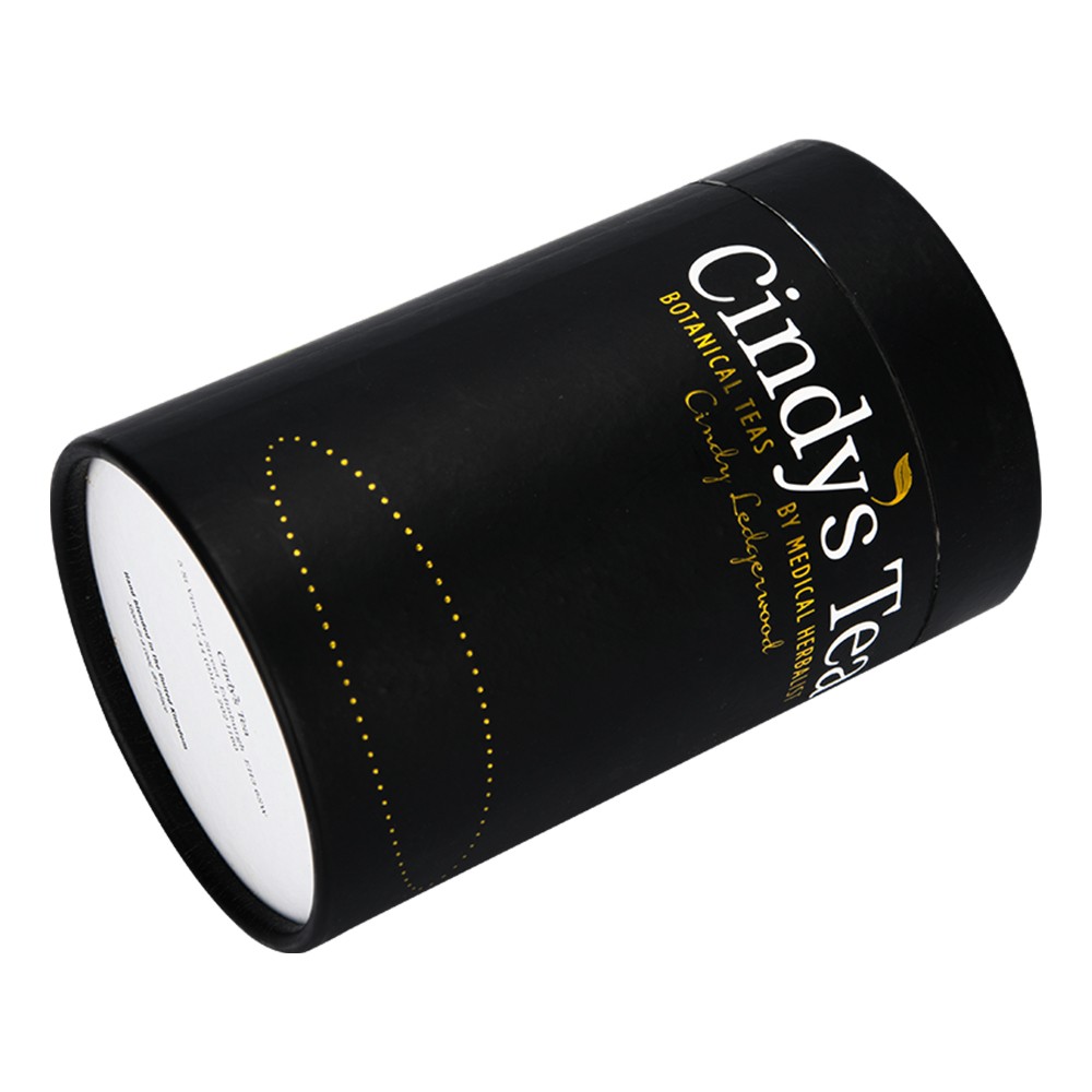  Custom Logo Printing Gold Foil Environmentally Friendly Coated Paper Black Tea Paper Tube Packaging Coffee Tube Box