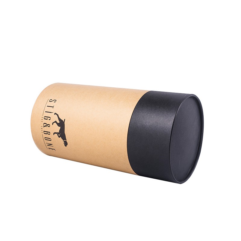 OEM Round Cosmetic Dog PET Food Cardboard Packaging Kraft Paper Cylinder Gift Box With Fabric Bag