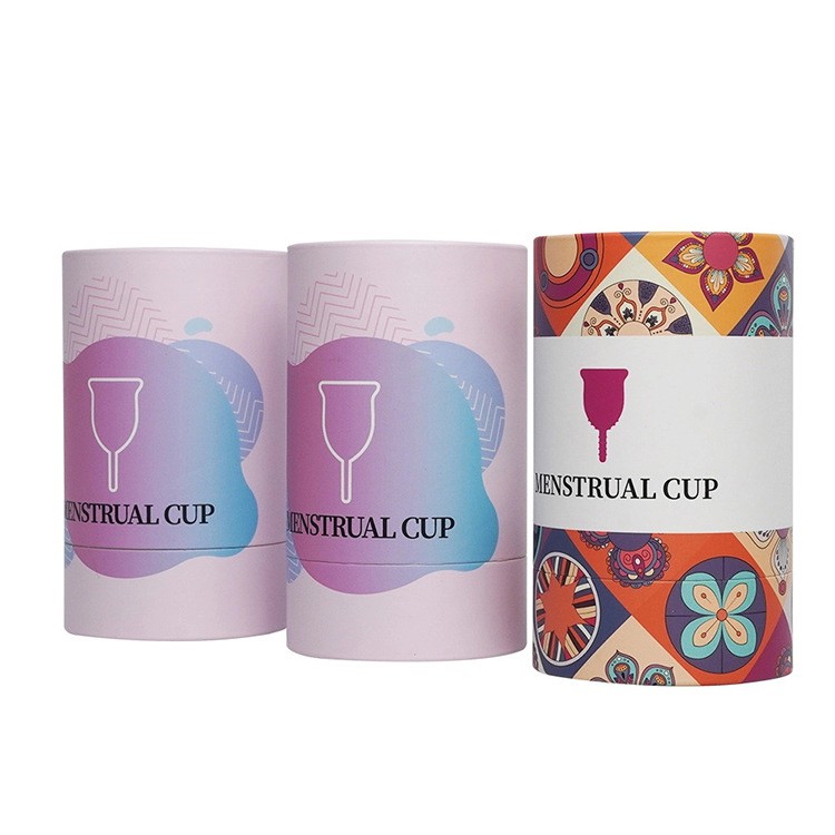 Wholesale Customized FSC Women's Menstrual Cup Cylinder Packaging Paper Tube Box with PVC Window on Top