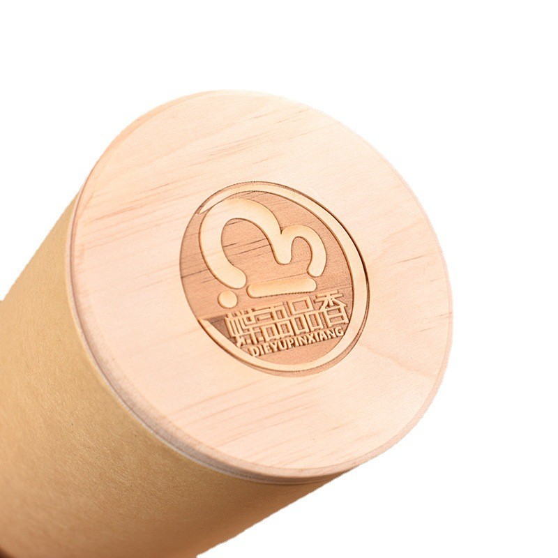 Wholesale Custom Thickened High-end Wood Lid Tea Cylinder Box Food Grade Kraft Paper Tube Packaging with Bamboo Cover