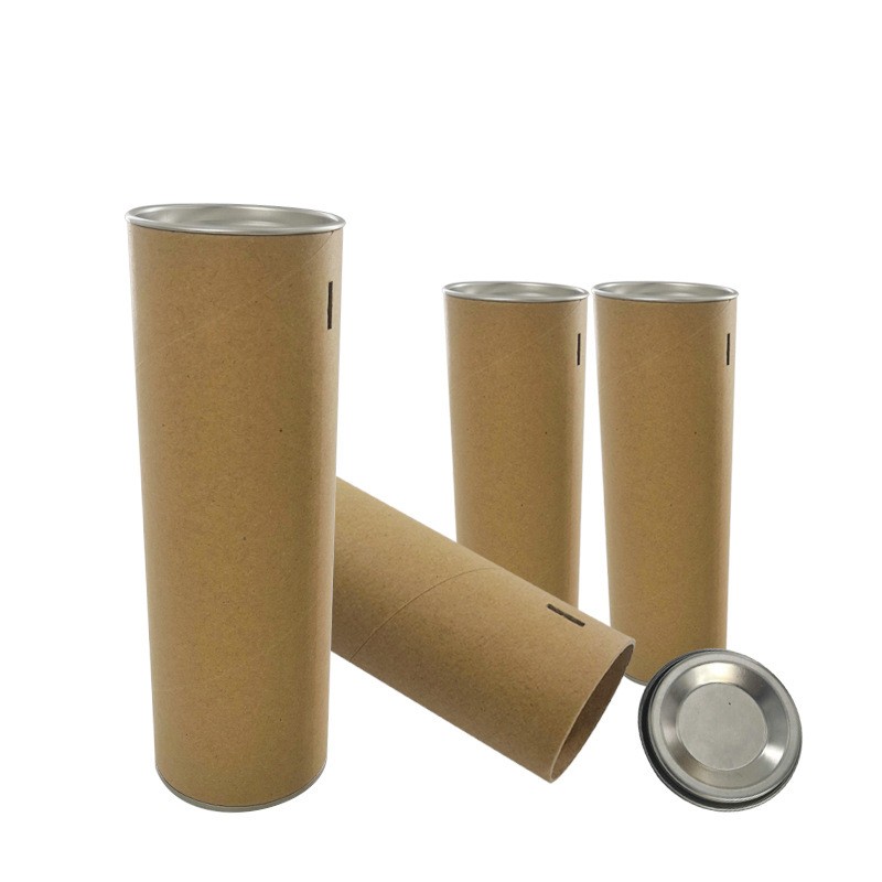 Wholesale Custom Design Degradable Round Paper Tube Packaging Kraft Paper Tube With Metal Cover