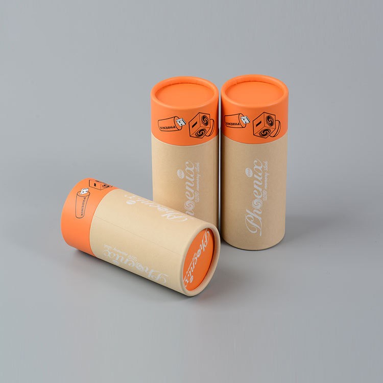 Wholesale Custom Color Printing Kraft Paper Tube Packaging Headphone Charging Cable Cylinder Paper Packaging