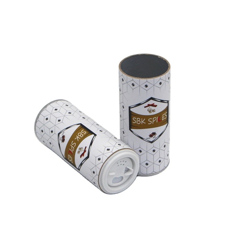 Custom Print Cardboard Spice Tubes Kitchen Storage Seasoning Tube Paper Canister with Shaker