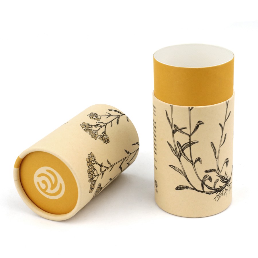 Wholesale Custom Printed Kraft Paper Jar Box High Quality Kraft Paper Tube Box with Gold Neck