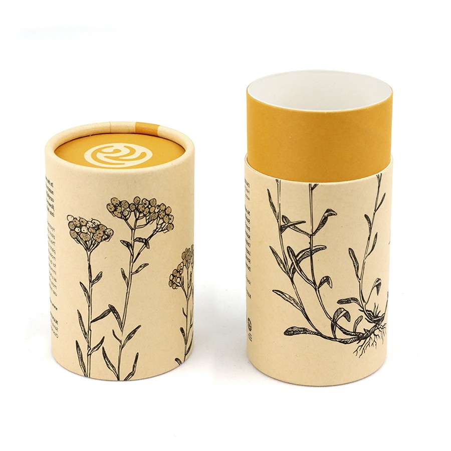 Wholesale Custom Printed Kraft Paper Jar Box High Quality Kraft Paper Tube Box with Gold Neck