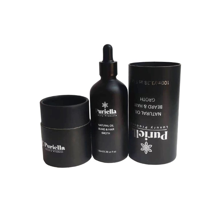 Wholesale Custom Printed Black Cylinder Tube Paper Packaging Box Perfume Paper Tube For Essential Oil