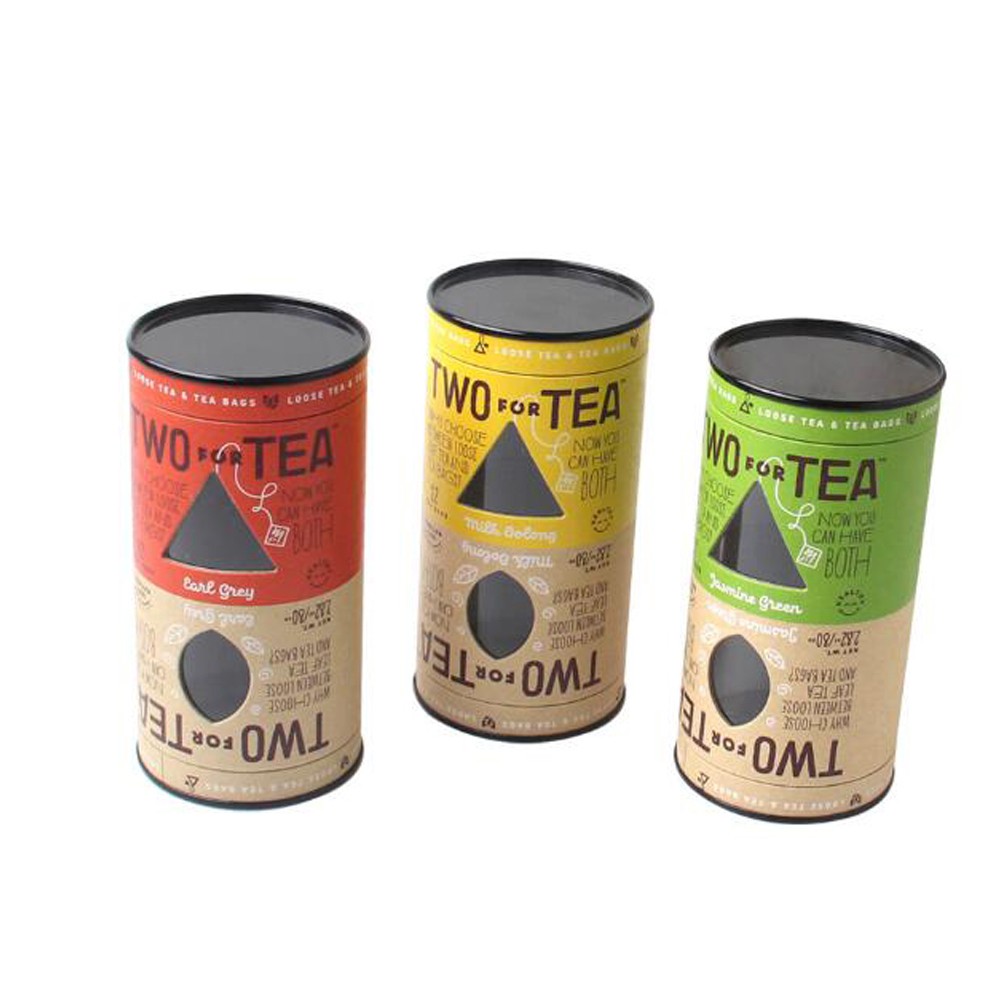 Custom Printed Moisture Proof Food Packaging Paper Tube Eco Cardboard Metal Lid Paper Canister for Tea Coffee