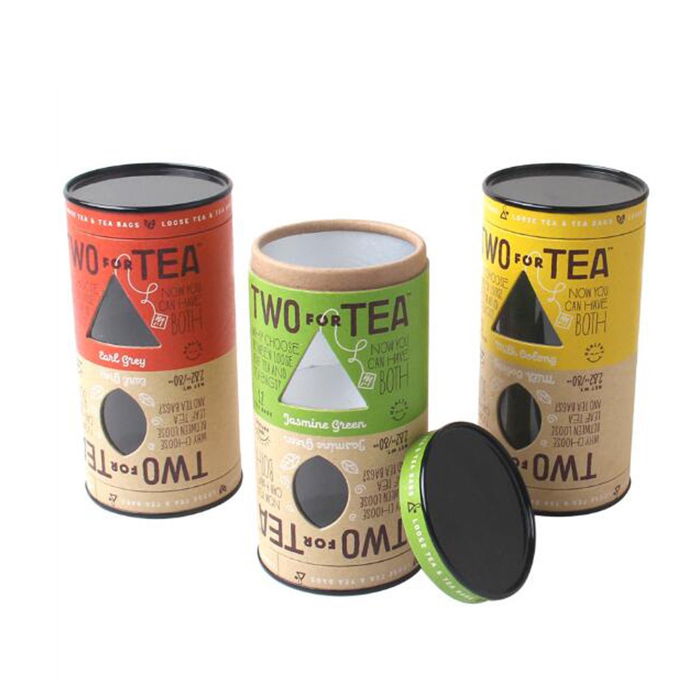 Custom Printed Moisture Proof Food Packaging Paper Tube Eco Cardboard Metal Lid Paper Canister for Tea Coffee
