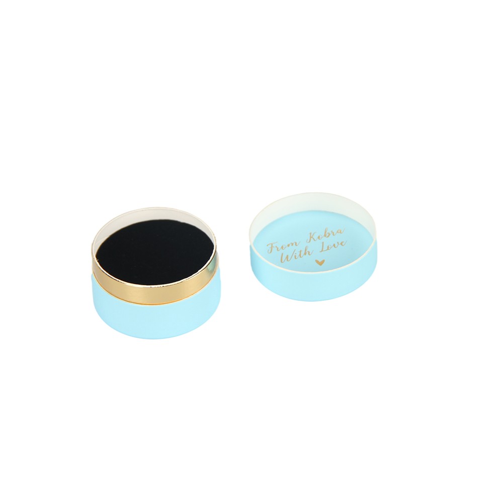 Eco-Friendly Paper Packaging Engaged Married Jewelry Ring Round Packaging Tube Box With Velvet Foam Insert