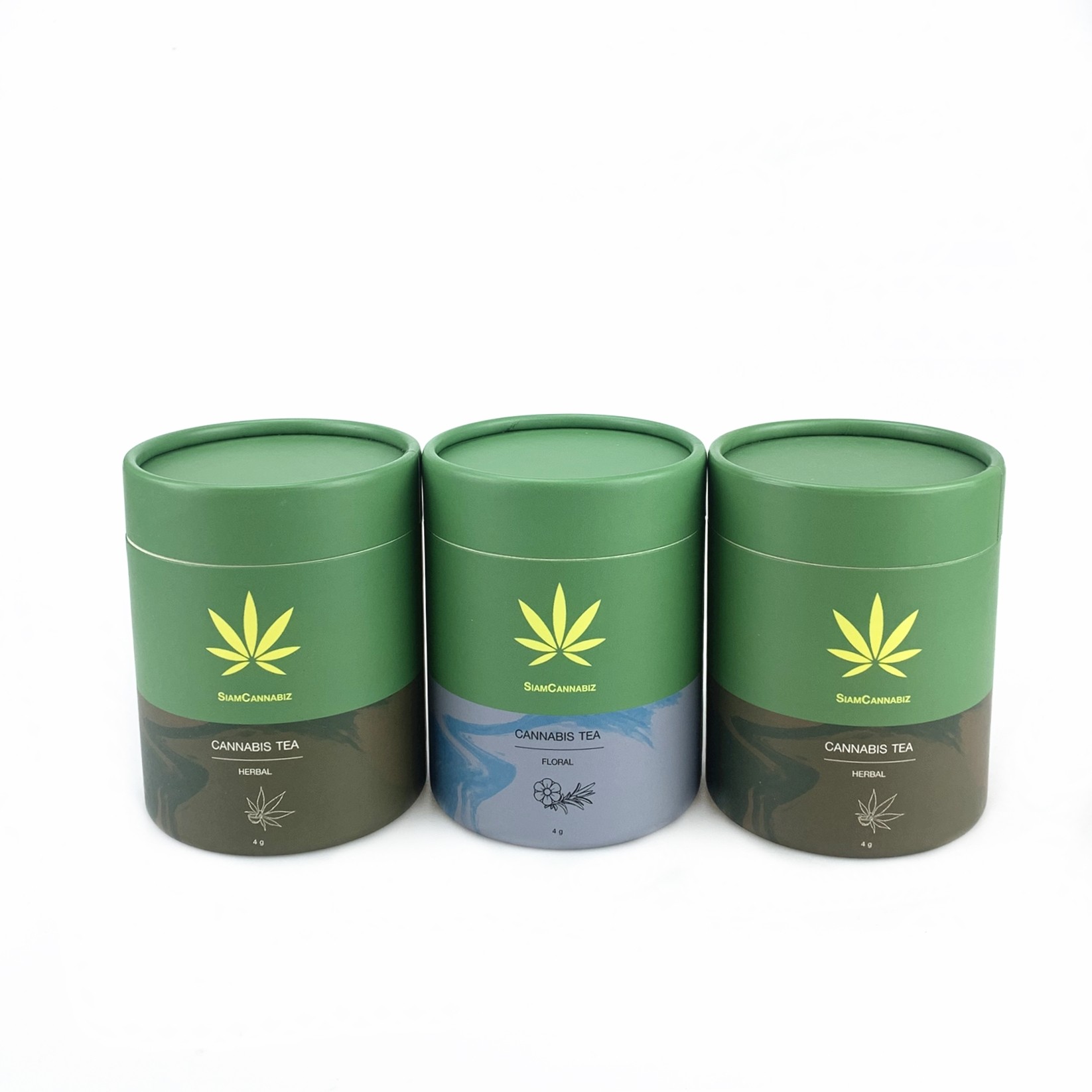 Custom Printed Recyclable Green Paper Tube Box High Quality Cannabis Tea Paper Tube Packaging Box