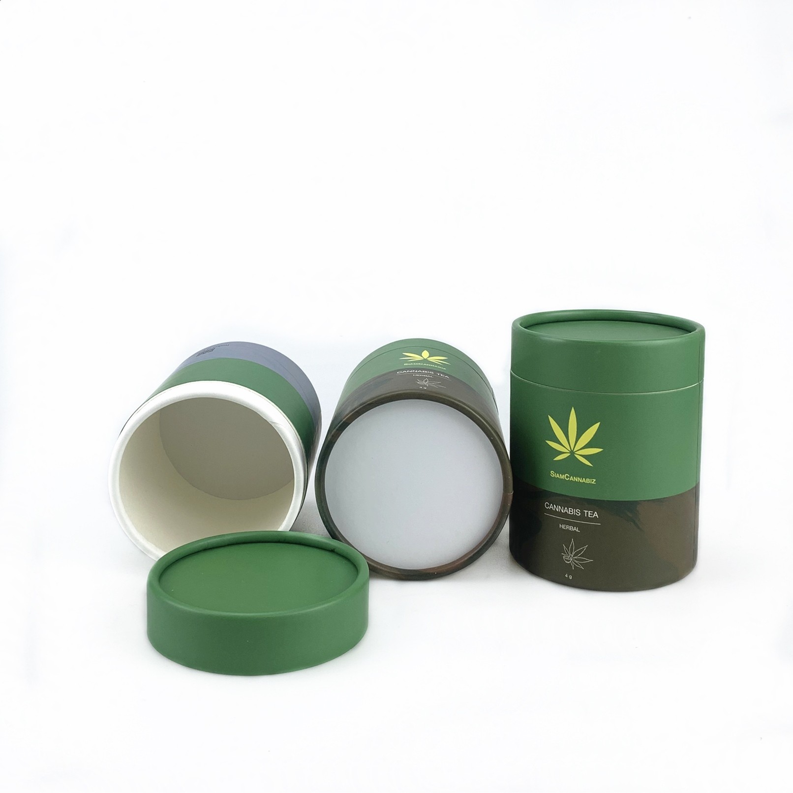 Custom Printed Recyclable Green Paper Tube Box High Quality Cannabis Tea Paper Tube Packaging Box
