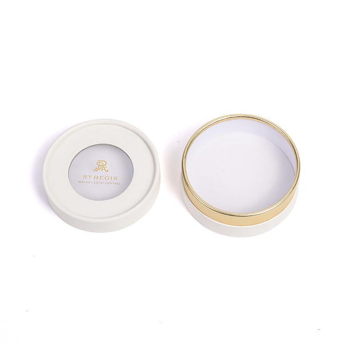 Custom Quality Jewelry Packaging Round Cardboard Box Wholesale White Tube Box With Gold Foiled Window