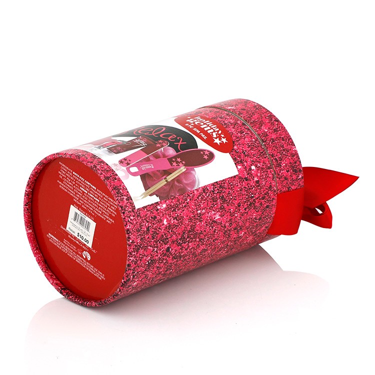 Custom Recycled Cylinder Packaging Gift Box Cardboard Core Round Paper Tube With Red Ribbon