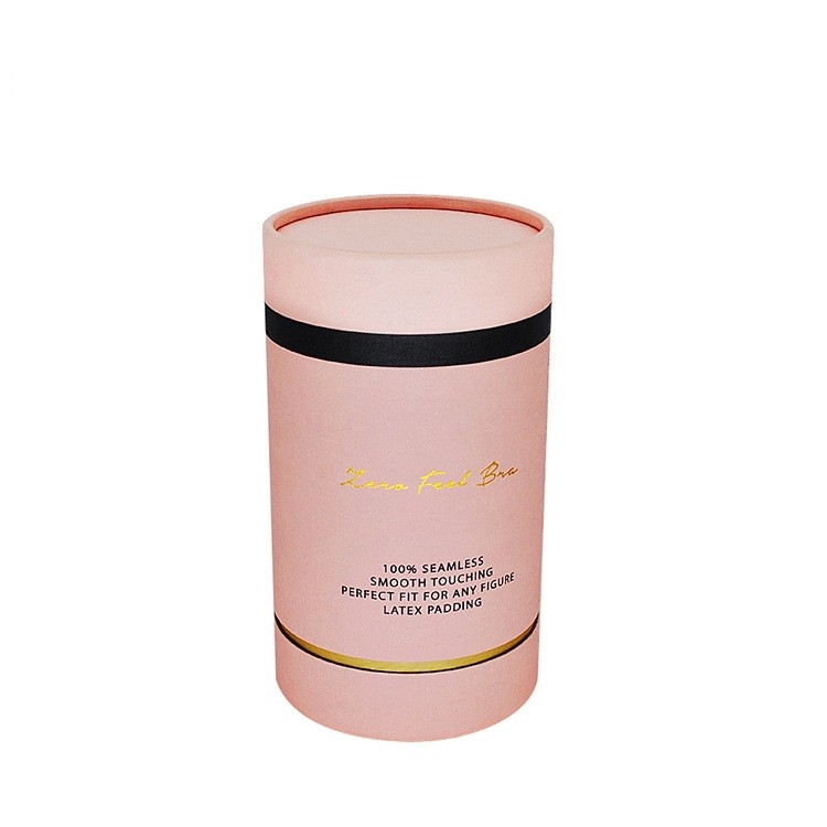 Eco Friendly Pink Eyewear Packaging Paper Tube Custom Gold Neck Cylindrical Paper Box