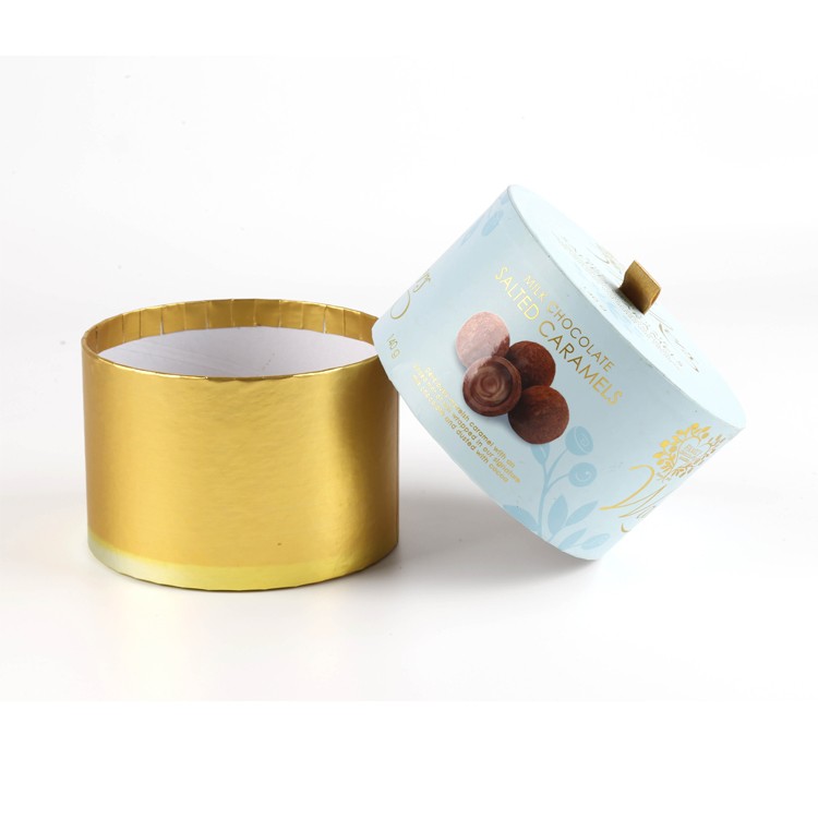 Wholesale Custom Luxury Gold Color Chocolate Candy Paper Tube Packaging Truffle Chocolate Packing Box