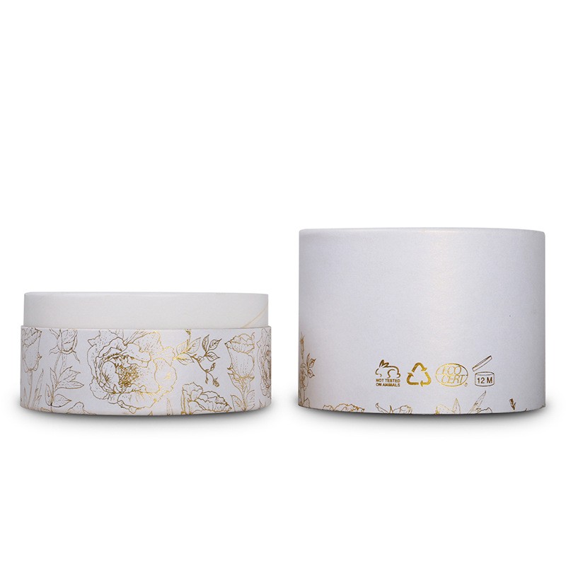 Personalized Gold Foil Stamping Paper Cans Packaging Custom White Round Paper Tube Box For Bottle Jars