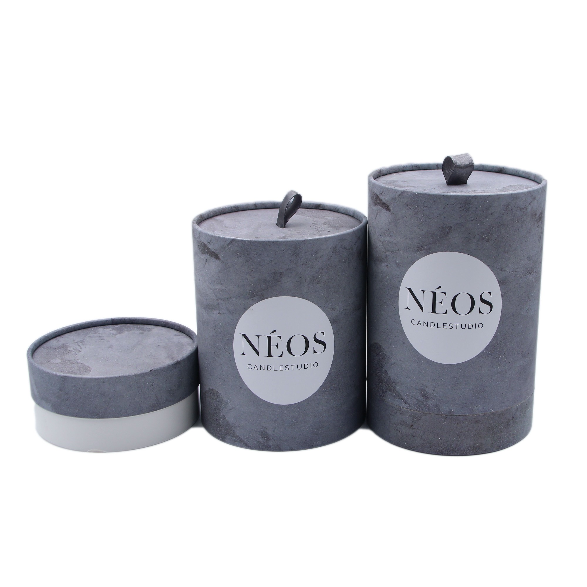 Custom Quality Cardboard Grey Marble Candle Paper Tube Packaging Wide Mouth Candle Jar Round Gift Paper Tube Box