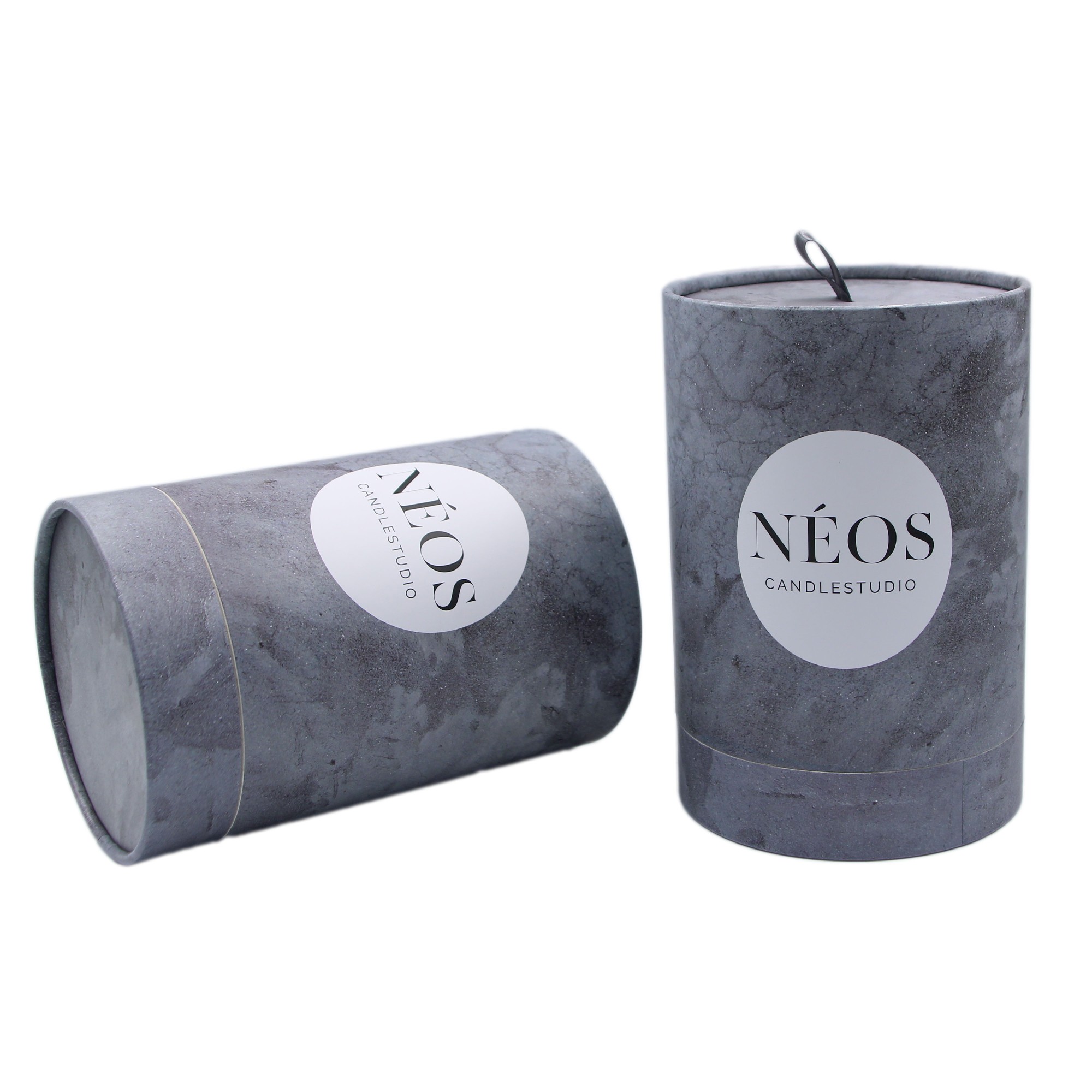 Custom Quality Cardboard Grey Marble Candle Paper Tube Packaging Wide Mouth Candle Jar Round Gift Paper Tube Box