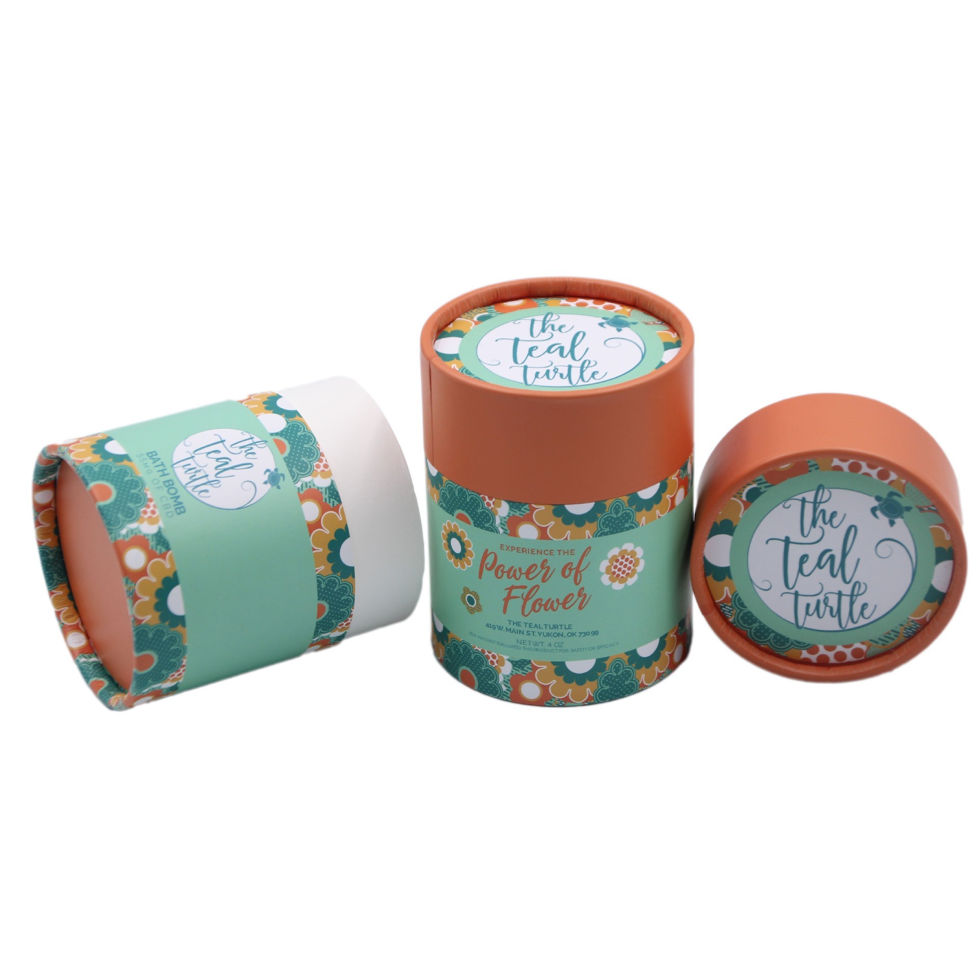 Custom Printed Food Creative Gift Round Kraft Paper Tube Flower Tea Paper Tube Packaging