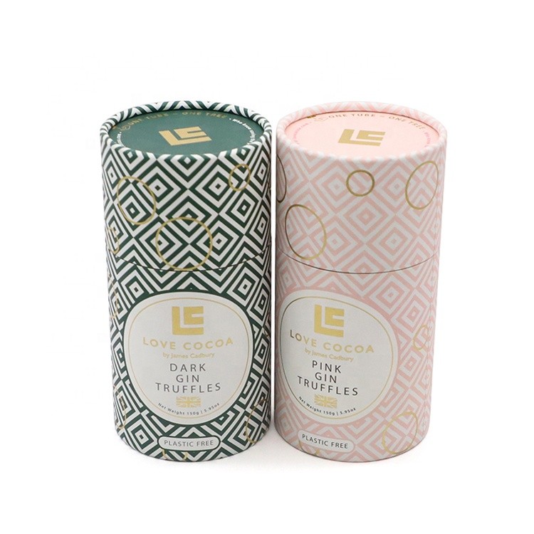 Custom Printed Eco Friendly Paper Cardboard Shipping Round Tube Cylinder Packaging Box For Gin