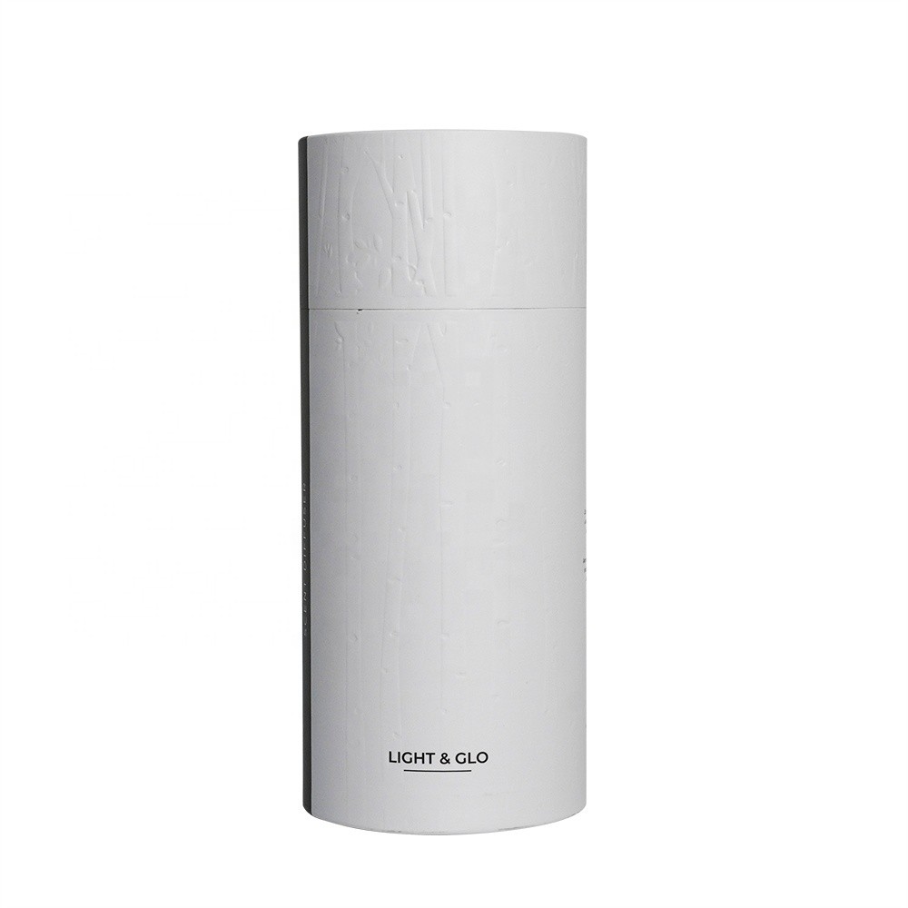 Custom Embossed Design Luxury White Kraft Paper Tube Packaging Cosmetic Clothing Cylinder Packaging