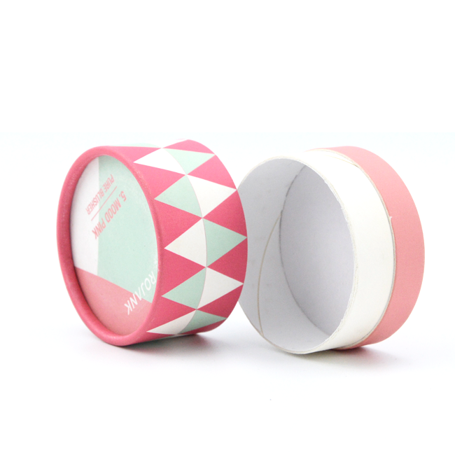 Custom Printed Matte Surface Paper Round Gift Box Pink Cosmetic Paper Tube Packaging for Blusher