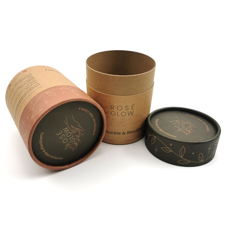  Hot Sale Biodegradable Recycled Round Paper Box Custom Print Kraft Paper Tube For Candle Jar