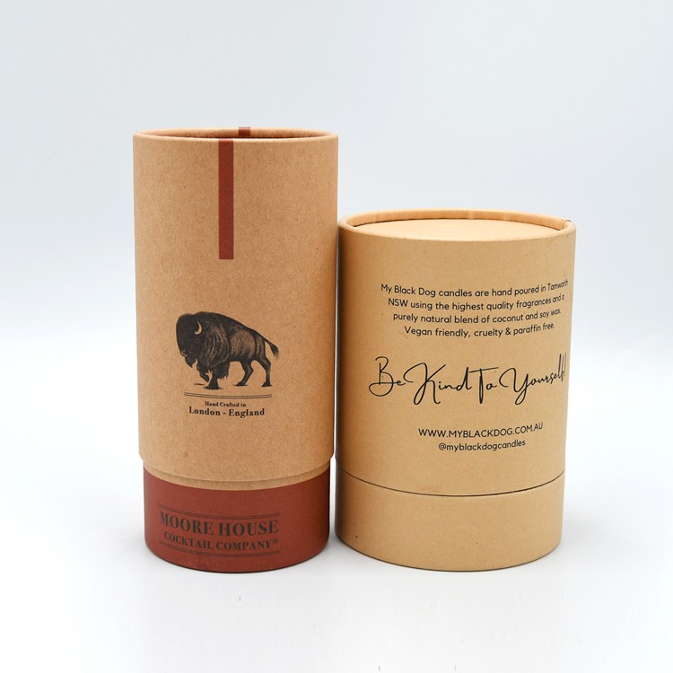 Eco Friendly Paper Tubes Custom Printed Cardboard Cylinder Candle Packaging Gift Round Kraft Paper Boxes With Lid