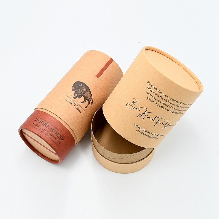 Eco Friendly Paper Tubes Custom Printed Cardboard Cylinder Candle Packaging Gift Round Kraft Paper Boxes With Lid