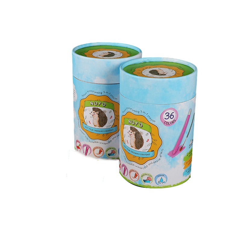 Cardboard Round Crayons Packaging Box Recycled Color Printing Kraft Paper Tubes For Crayons Pencil