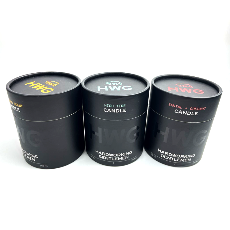 Custom Printing Recyclable Round Cylindrical Cardboard Black Paper Tube for Candle Jar