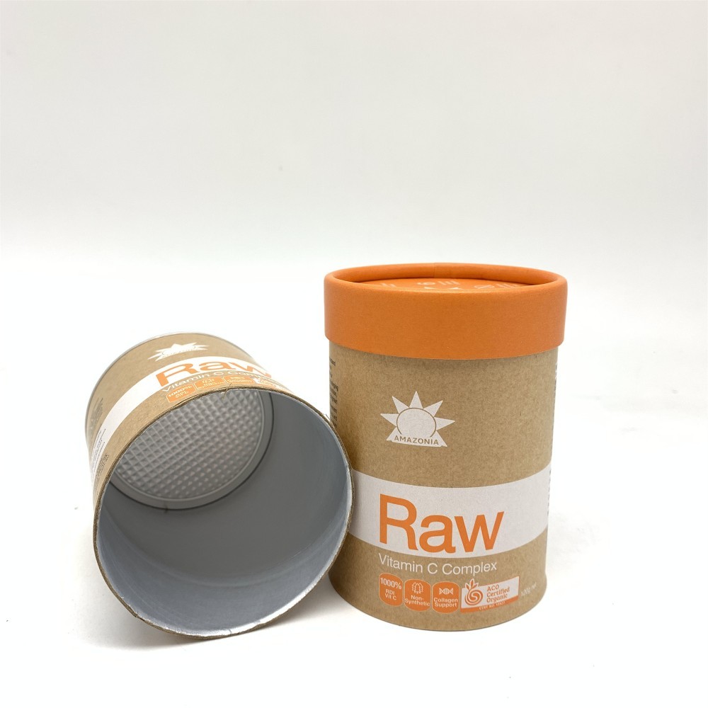 Custom Logo Food Grade Paper Tube Packaging Coffee Milk Protein Powder Tube Packaging Box With Easy Peer Seal Lid